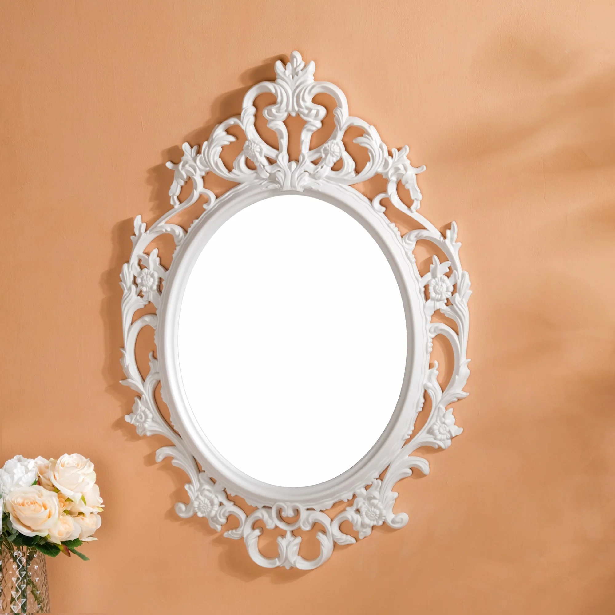 Hanging Wall Mirror White Large - Image 4