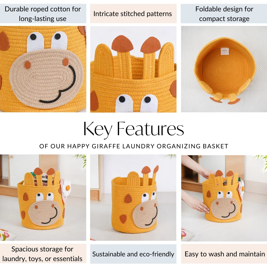Happy Giraffe Organiser Basket For Kids Room 40cm - Image 4