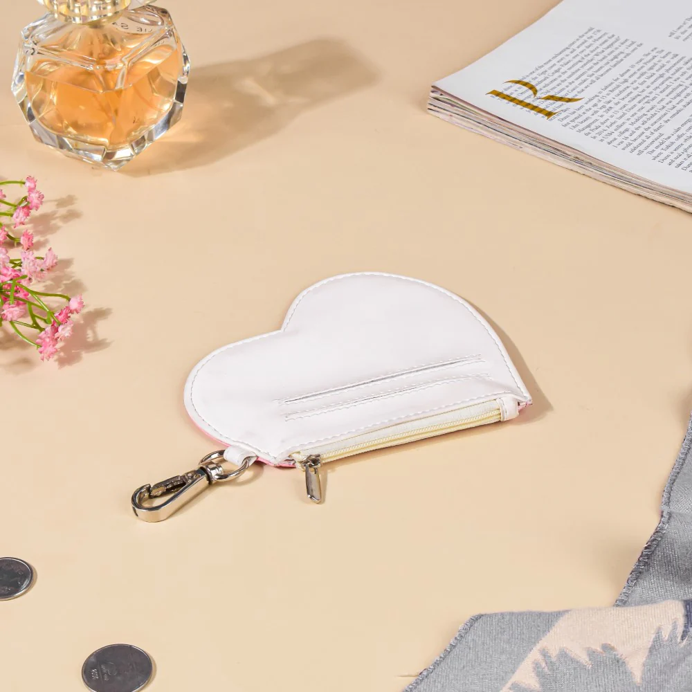 Heart Card Holder Coin Purse White And Pink - Image 6