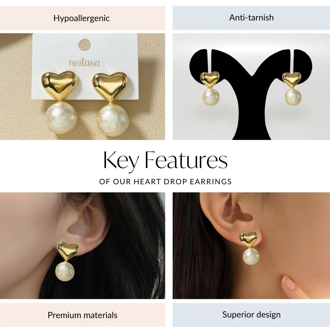 Heart Drop Earrings - Image 4