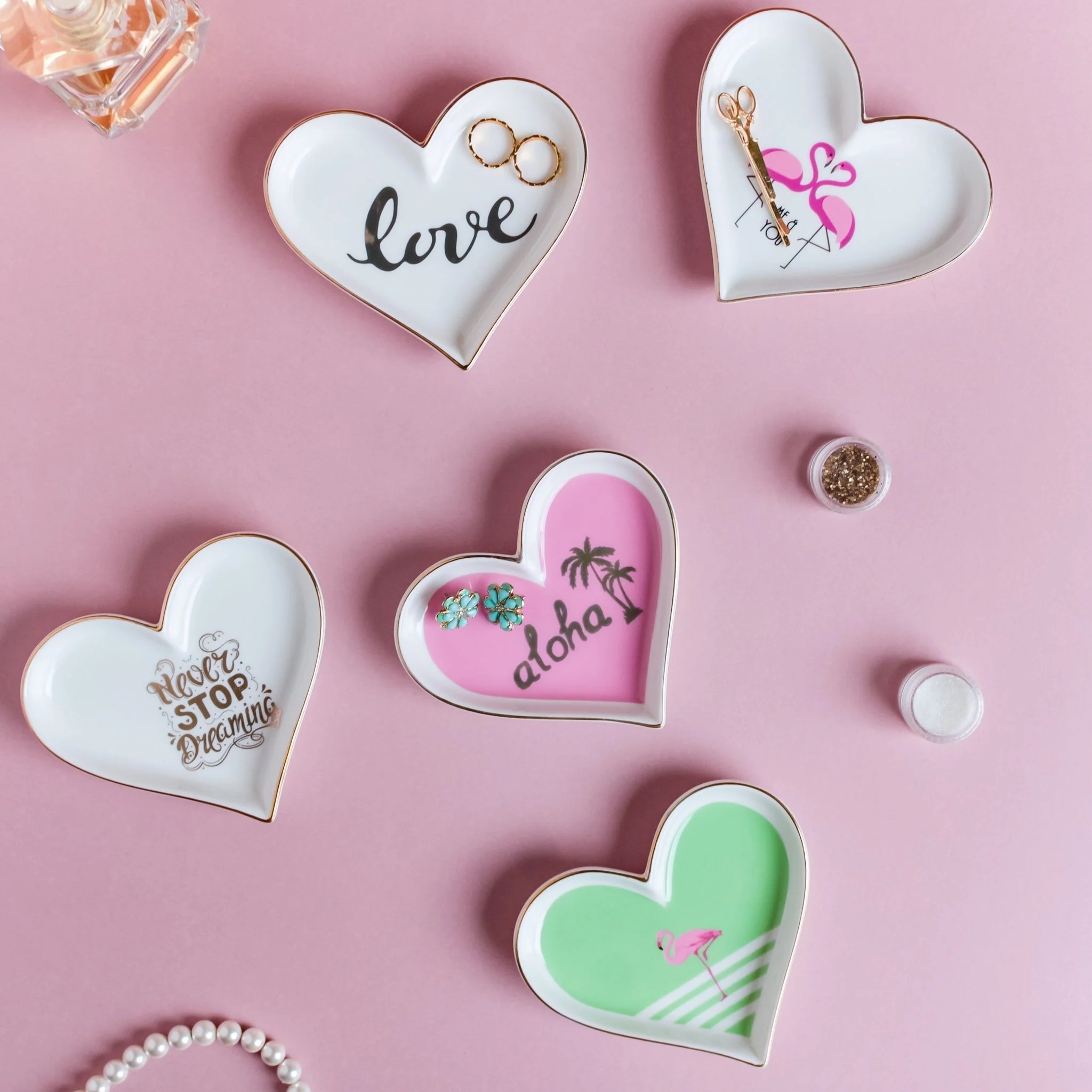 Heart Flamingos Ceramic Trinket Dish - Image 2