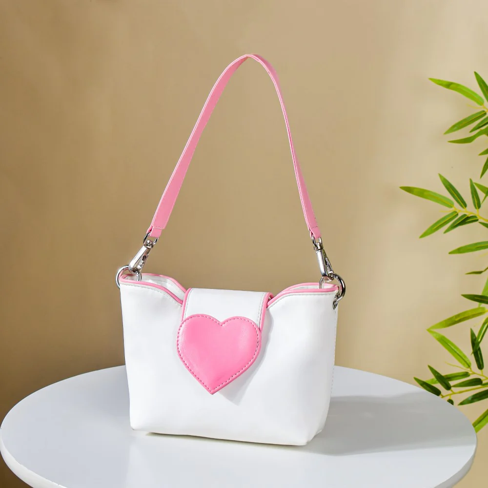 Heart Mini Handbag White And Pink - Image 2