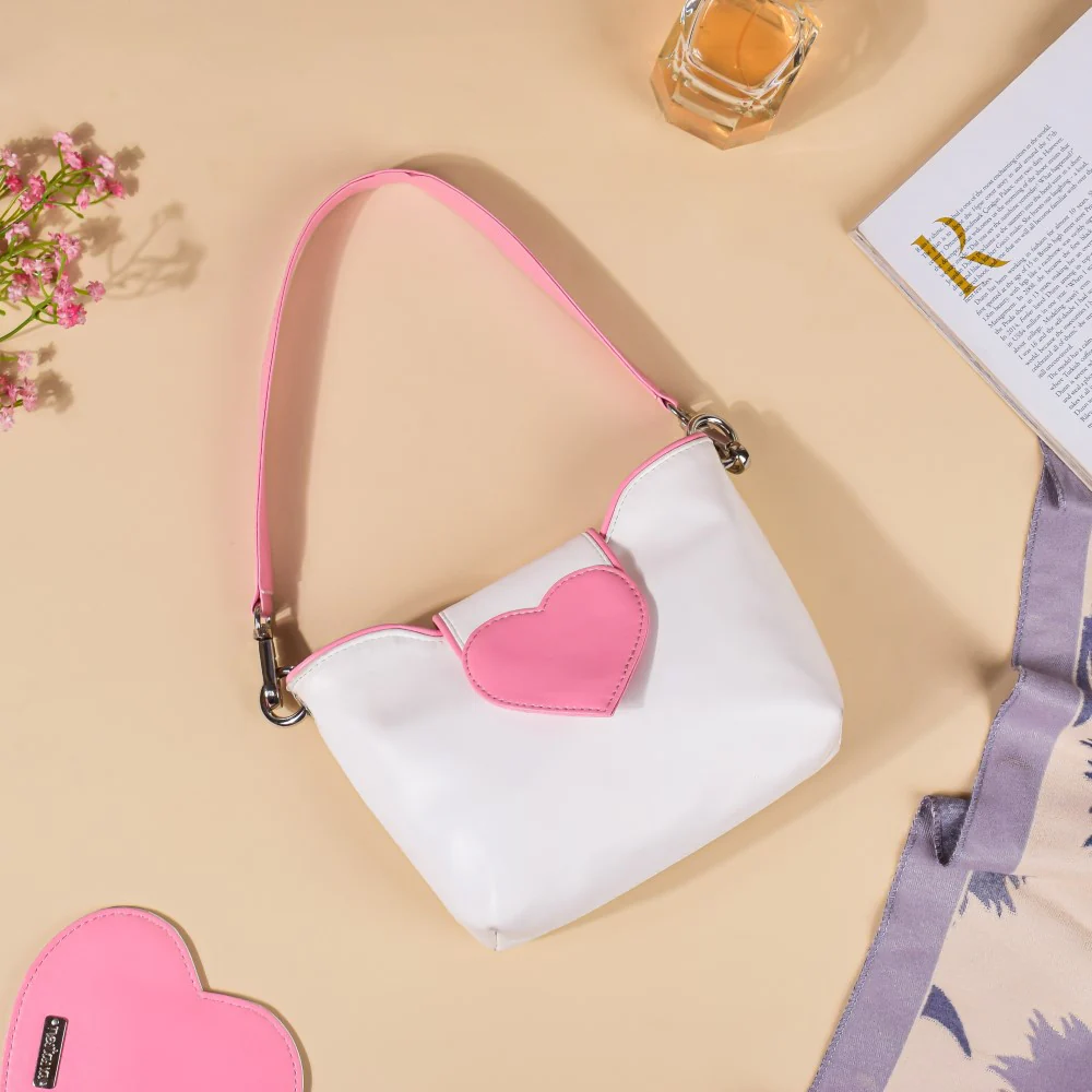 Heart Mini Handbag White And Pink - Image 3