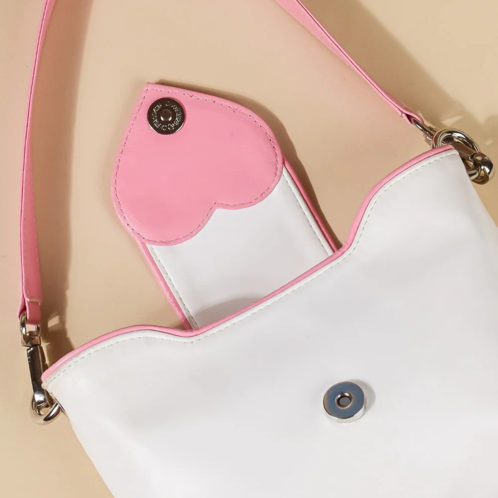 Heart Mini Handbag White And Pink - Image 7