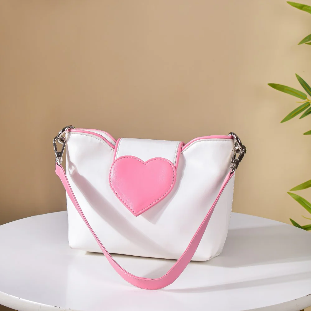 Heart Mini Handbag White And Pink - Image 8