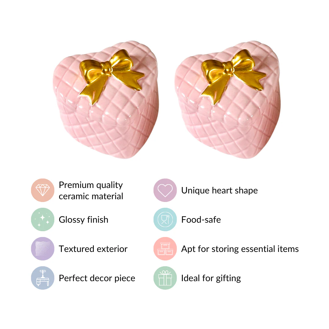 Heart Shaped Ceramic Gift Box Set Of 2 Pink - Image 5