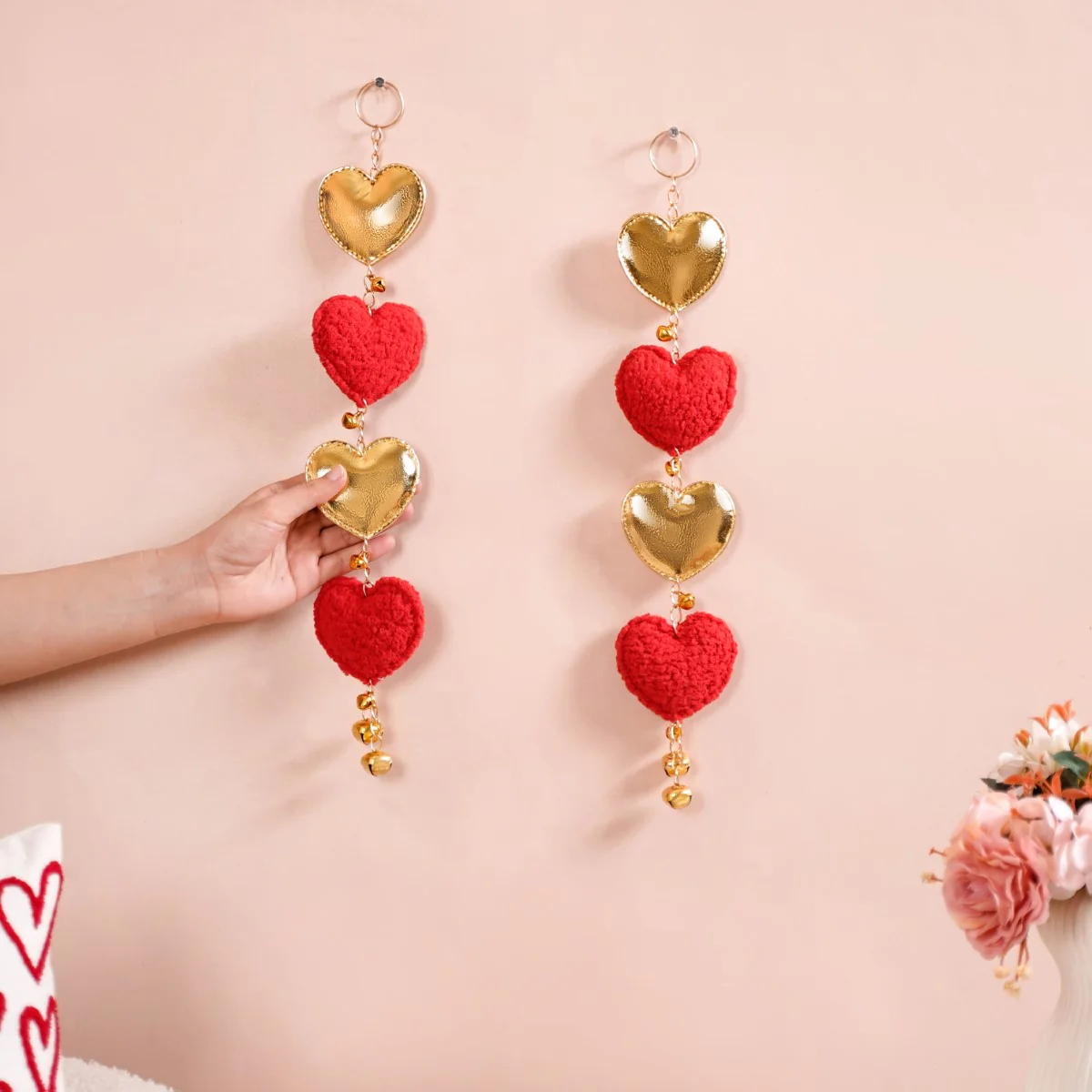 Heart Shaped Wall Hanging Red Set Of 2 17 Inch - Image 2