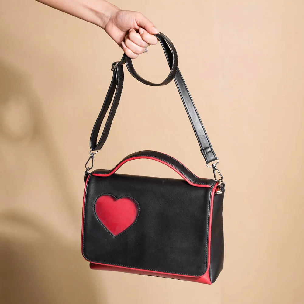 Heart Sling Bag Black And Red - Image 4