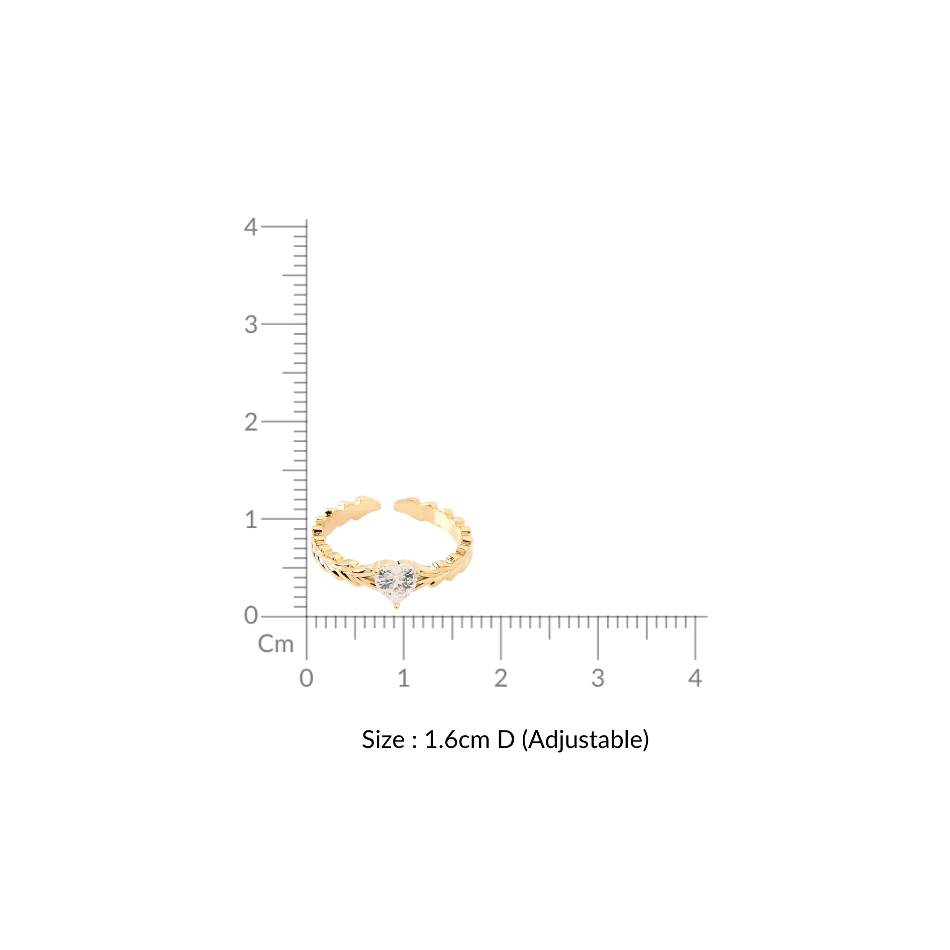 Heart Solitaire Leafline Gold Ring - Image 3