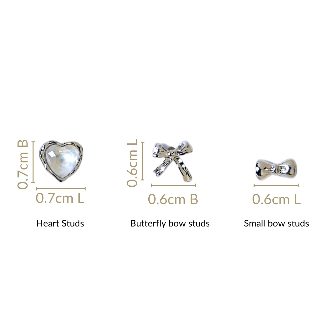 Hearts And Bows Silver Studs Set Of 3 - Image 3