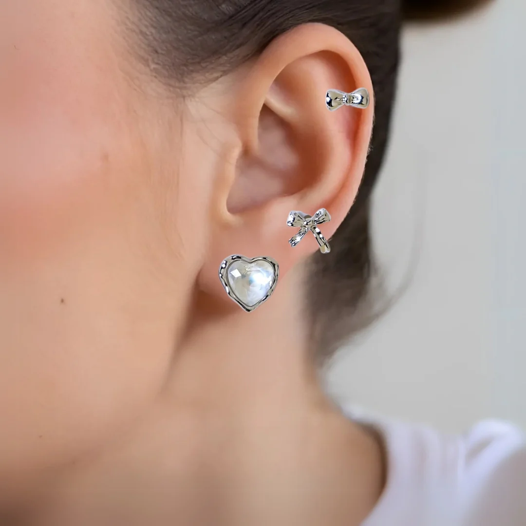 Hearts And Bows Silver Studs Set Of 3 - Image 6