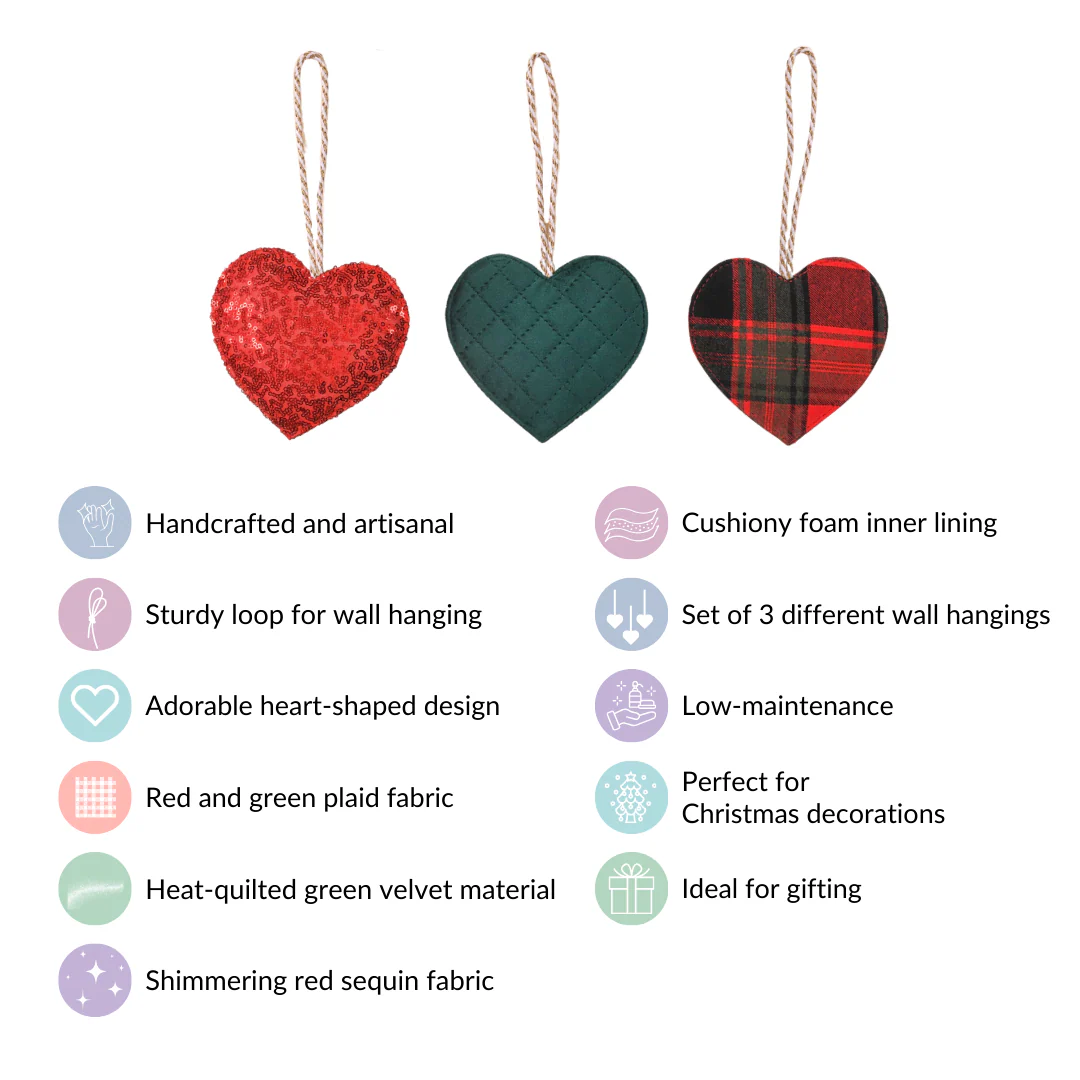 Hearts Wall Hanging Ornaments Set of 3 - Image 6