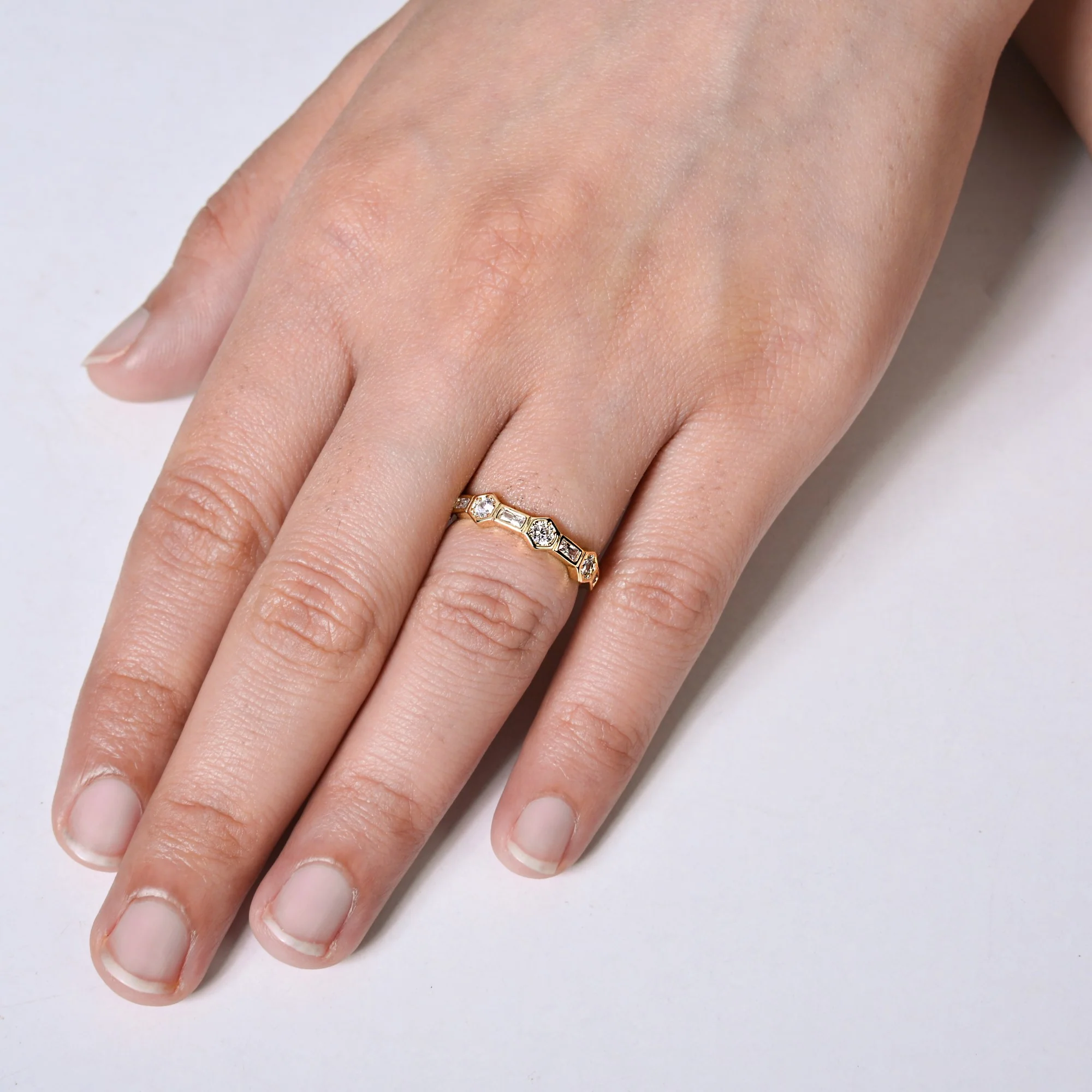 Hexa Baguette Gold Ring - Image 2