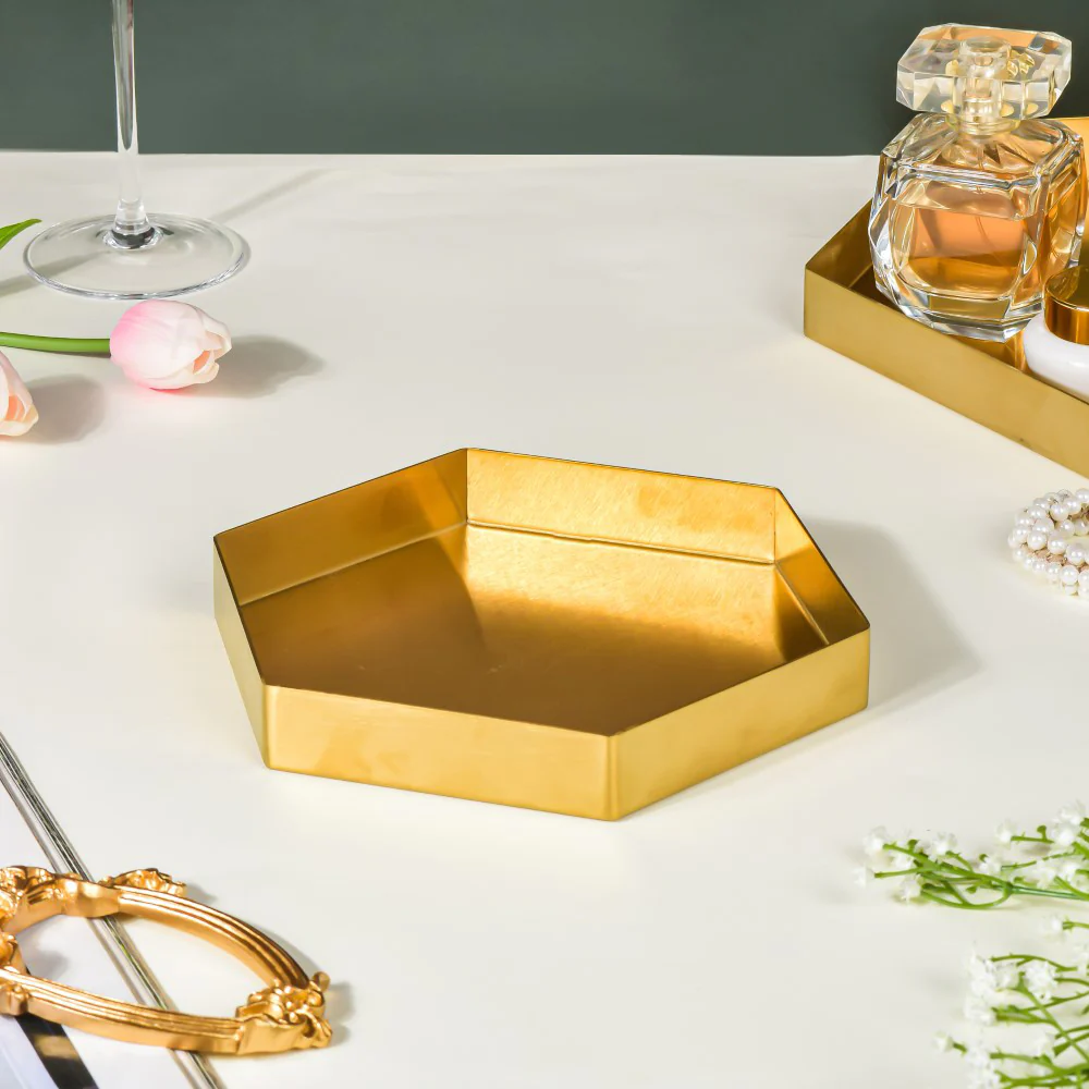 Hexa Decoration Tray Golden Small - Image 2