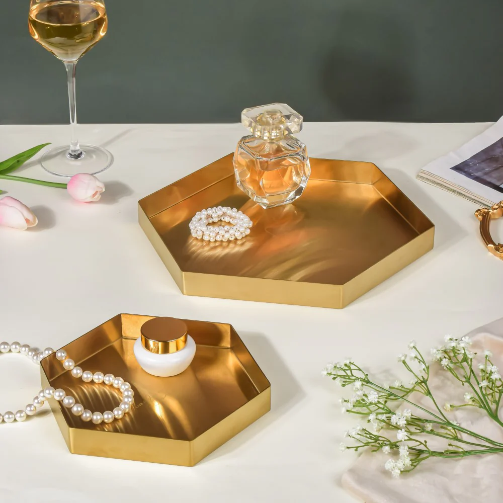 Hexa Decoration Tray Golden Small - Image 7