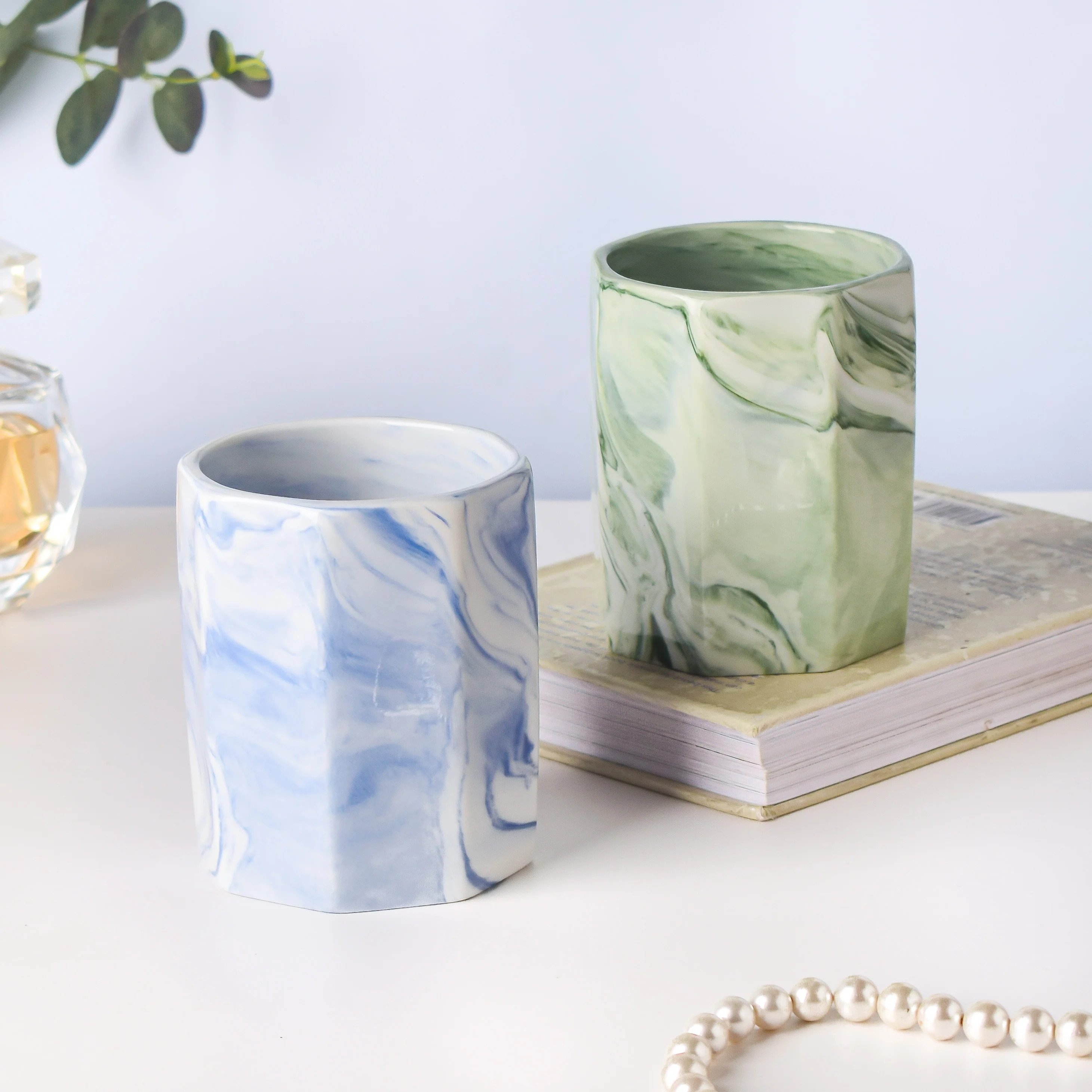 Hexad Marble Blue Ceramic Organiser - Image 7