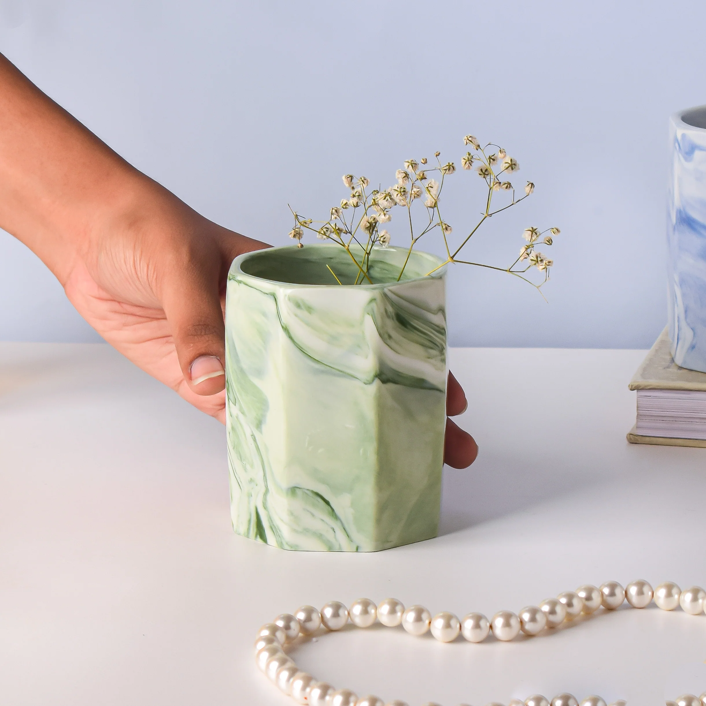 Hexad Marble Green Ceramic Organiser - Image 2