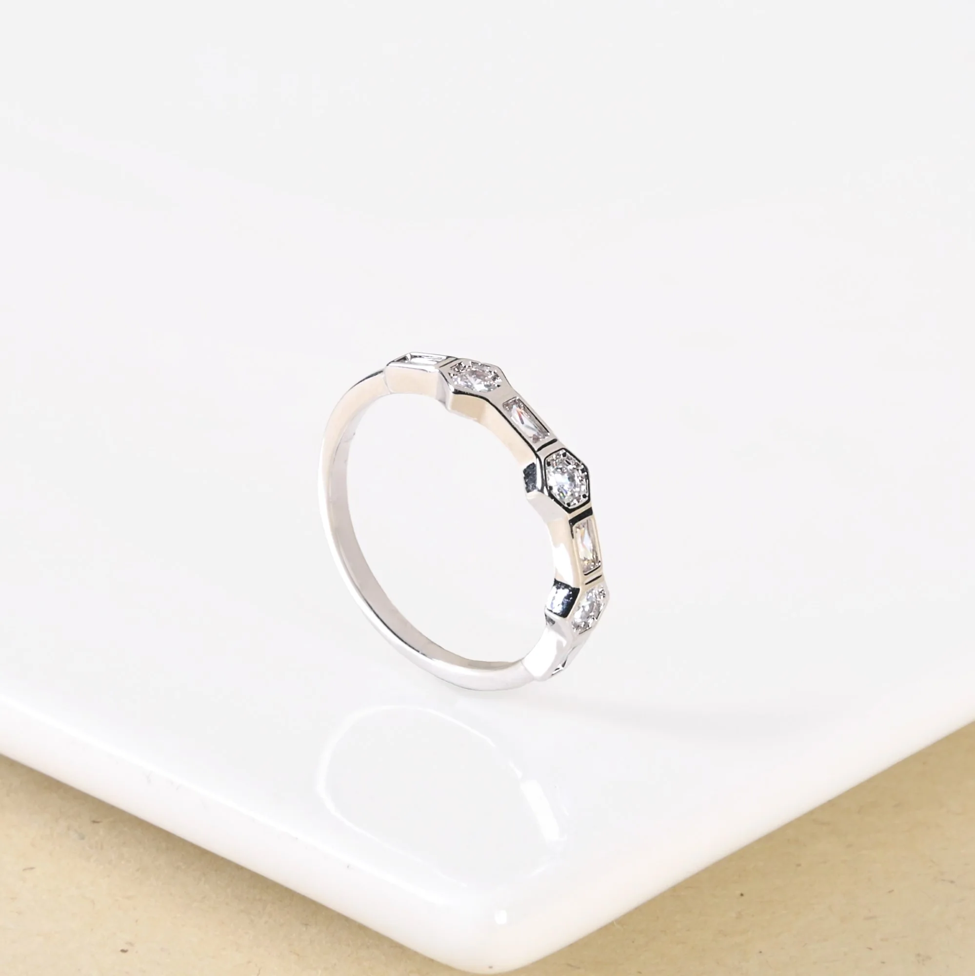 Hexagon Cut Silver Ring - Image 5