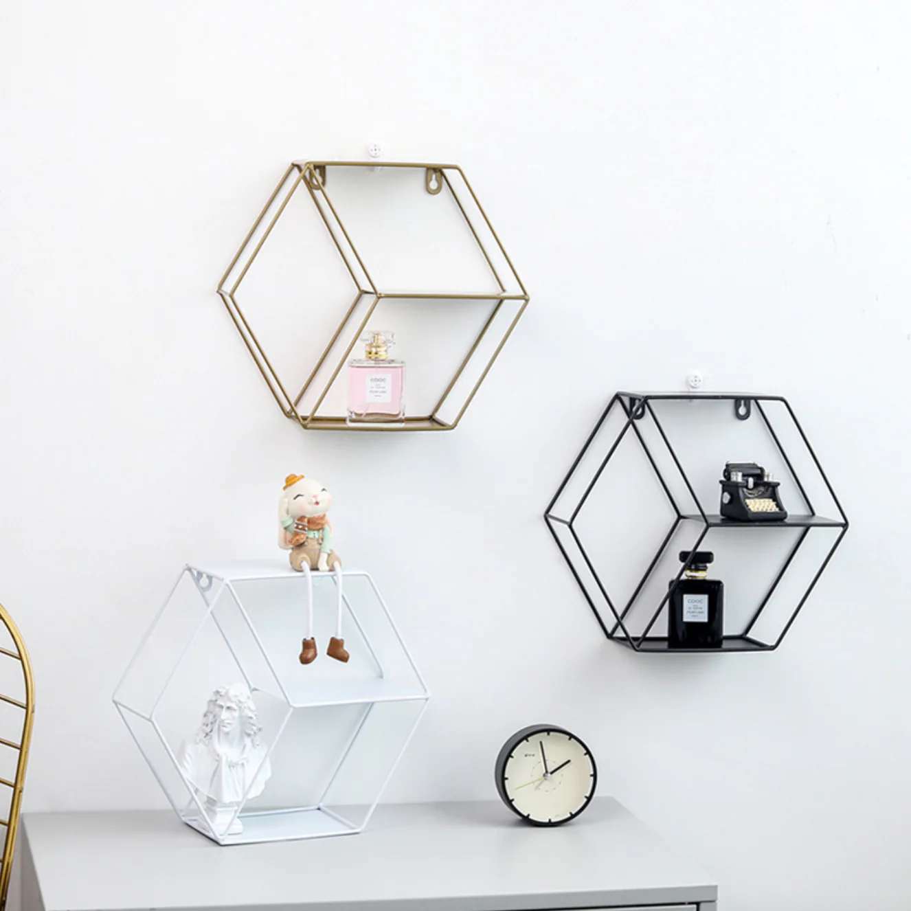 Hexagon Wall Shelf - White - Image 2