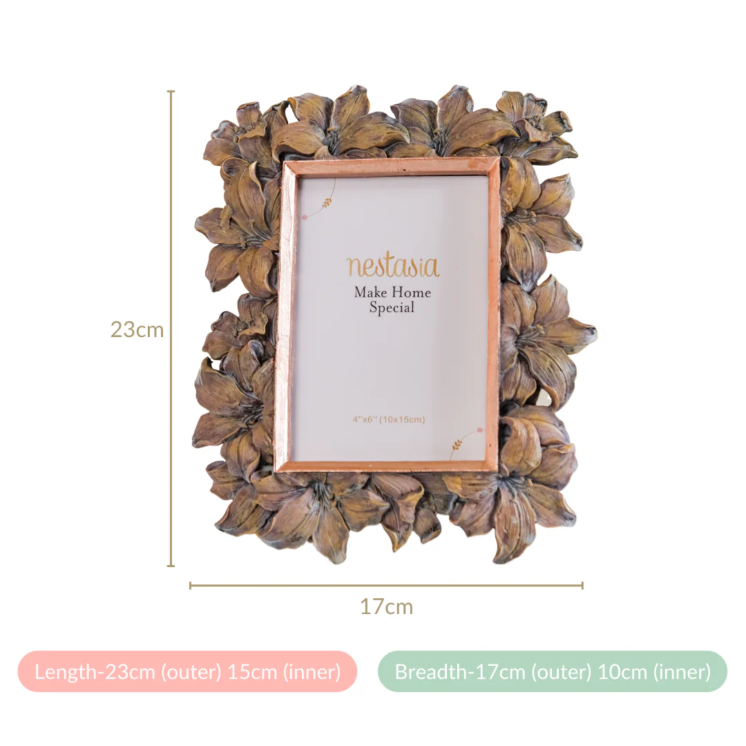 Hibiscus Wooden Finish Resin Photo Frame 9"x6.5" - Image 6