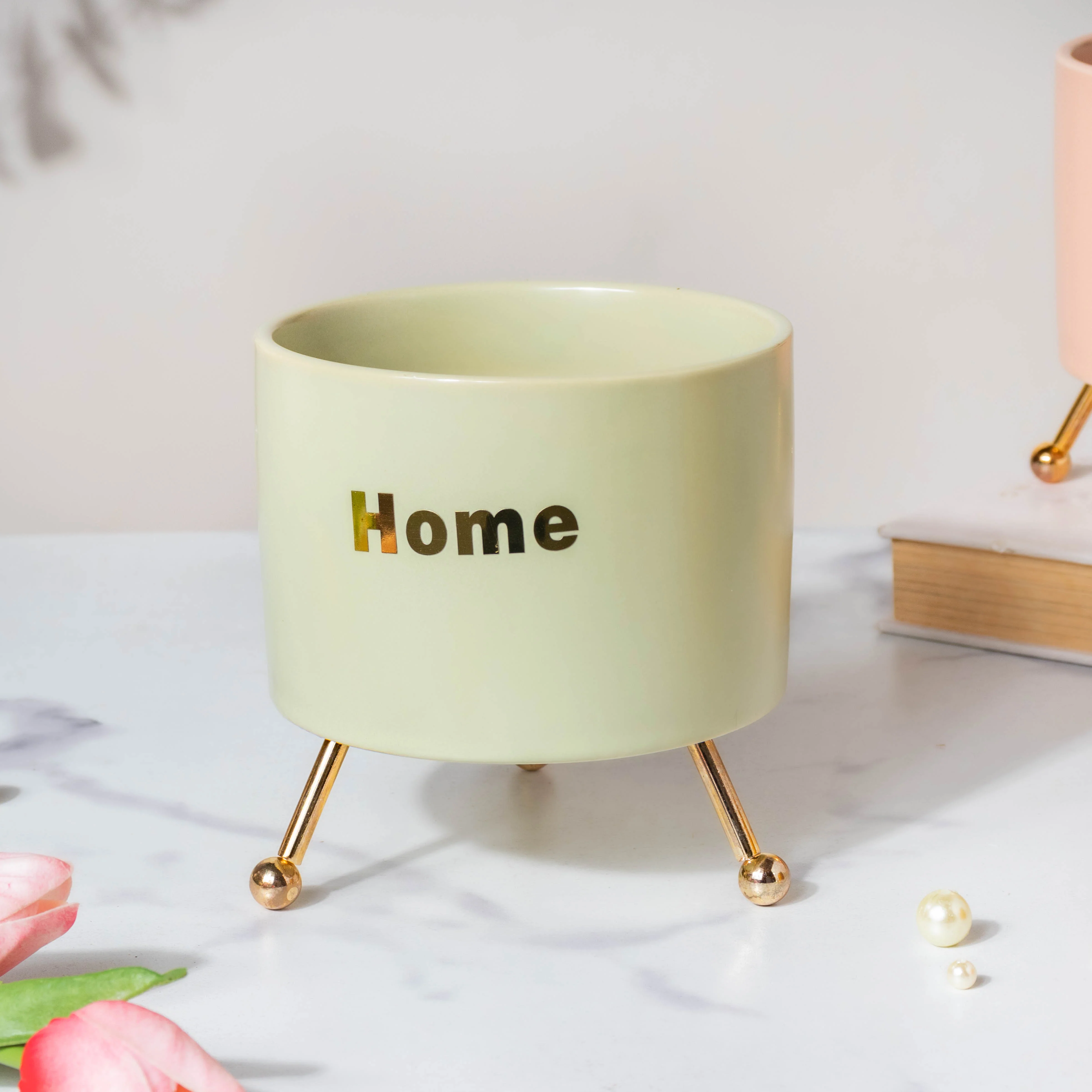 Home Ceramic Planter With Stand Green - Image 5