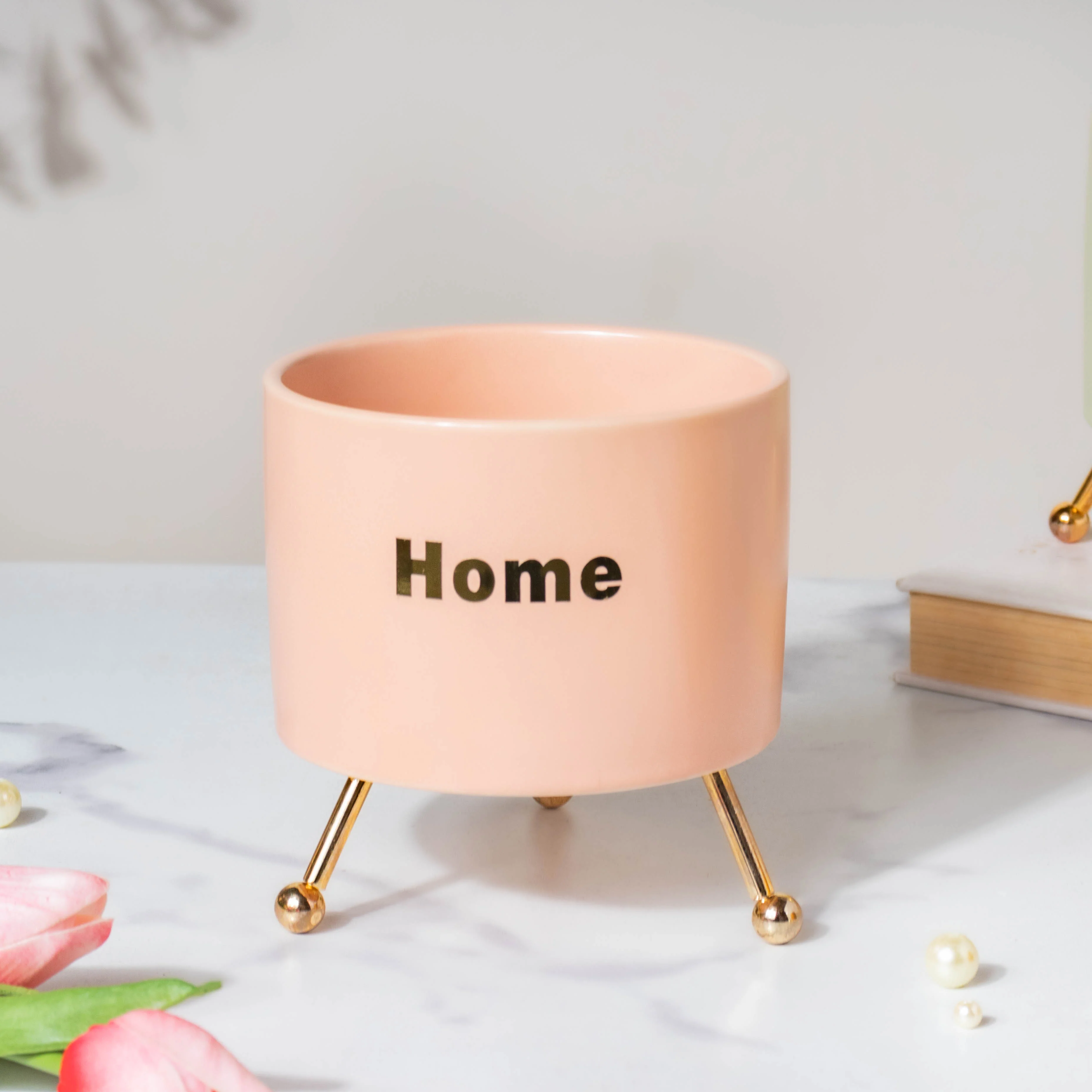 Home Ceramic Planter With Stand Pink - Image 2