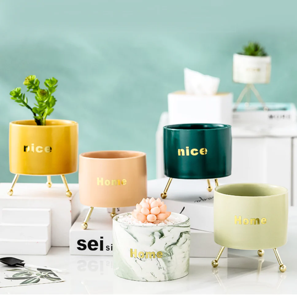 Home Ceramic Planter With Stand Pink - Image 9