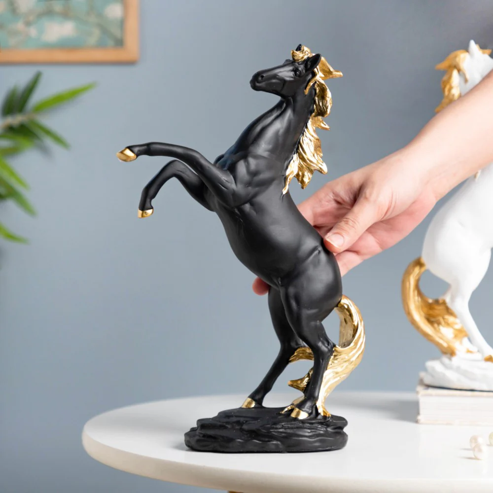 Horse Sculpture Decor Object Black 11.5 Inch - Image 2