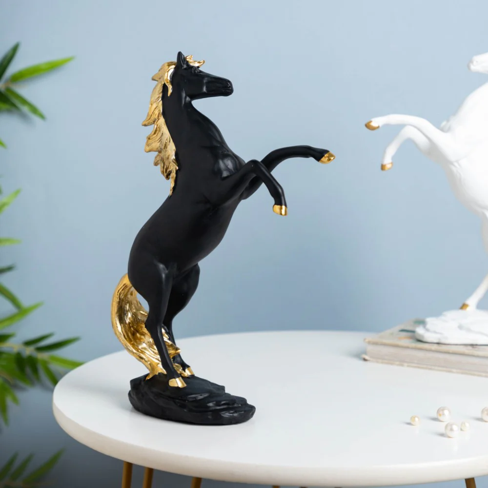 Horse Sculpture Decor Object Black 11.5 Inch - Image 3