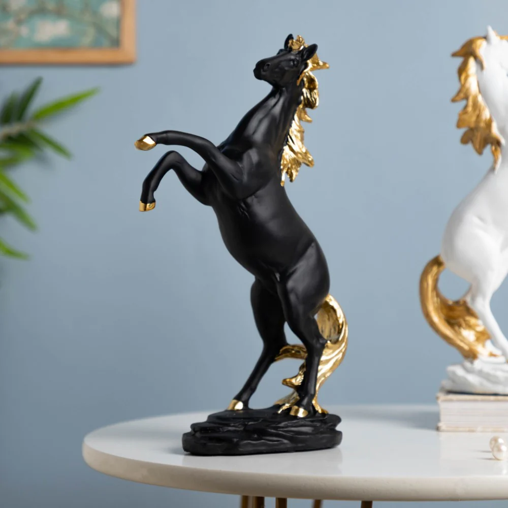 Horse Sculpture Decor Object Black 11.5 Inch - Image 4