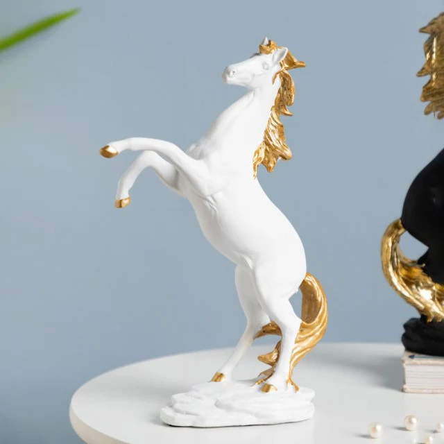 Horse Sculpture Decor Object White 11.5 Inch