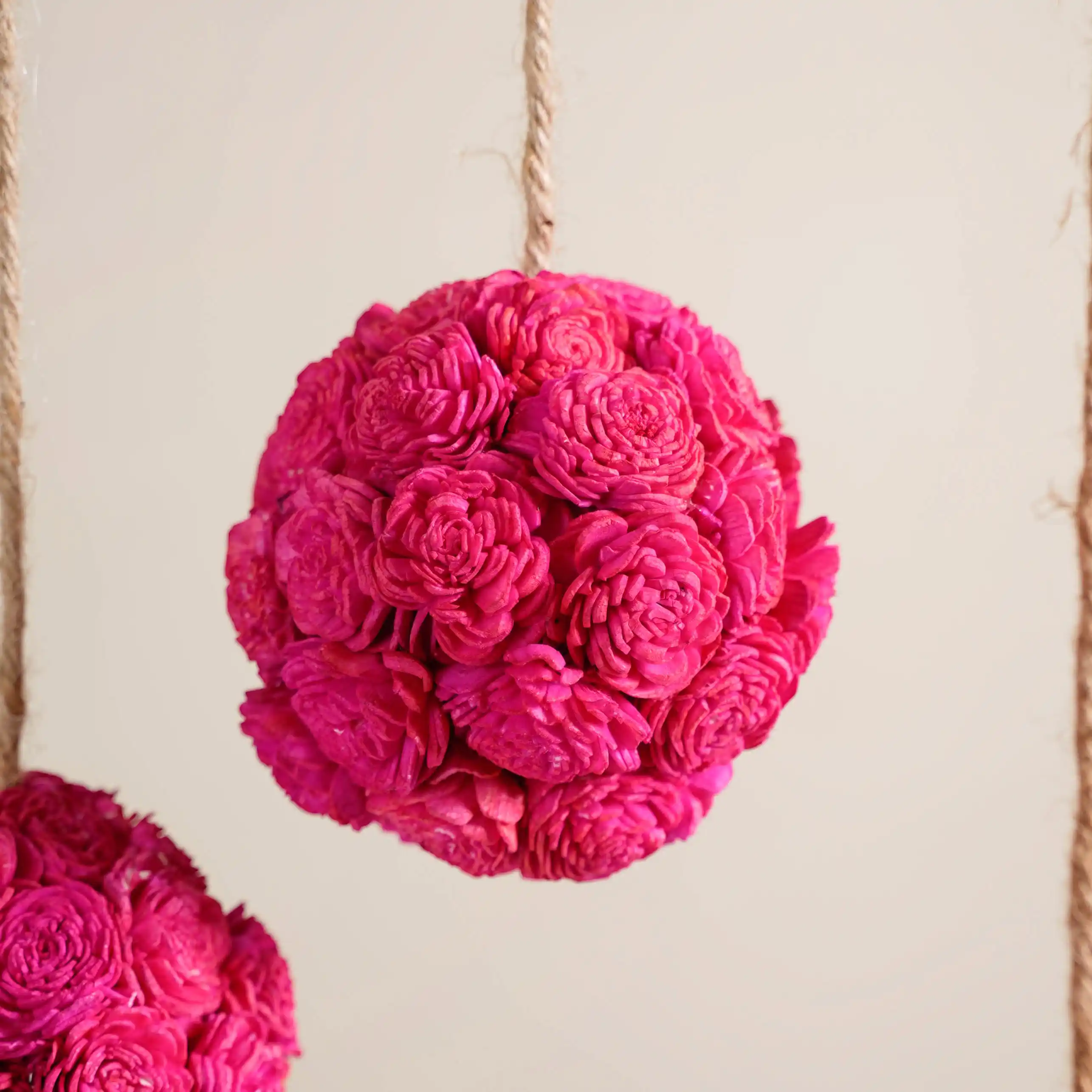 Hot Pink Flower Ball Hanging Decor Set of 4 - Image 8