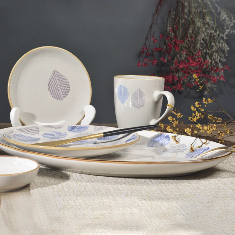 House of Eden Patterned Grey Leaf Plate 6 Inch - Image 12