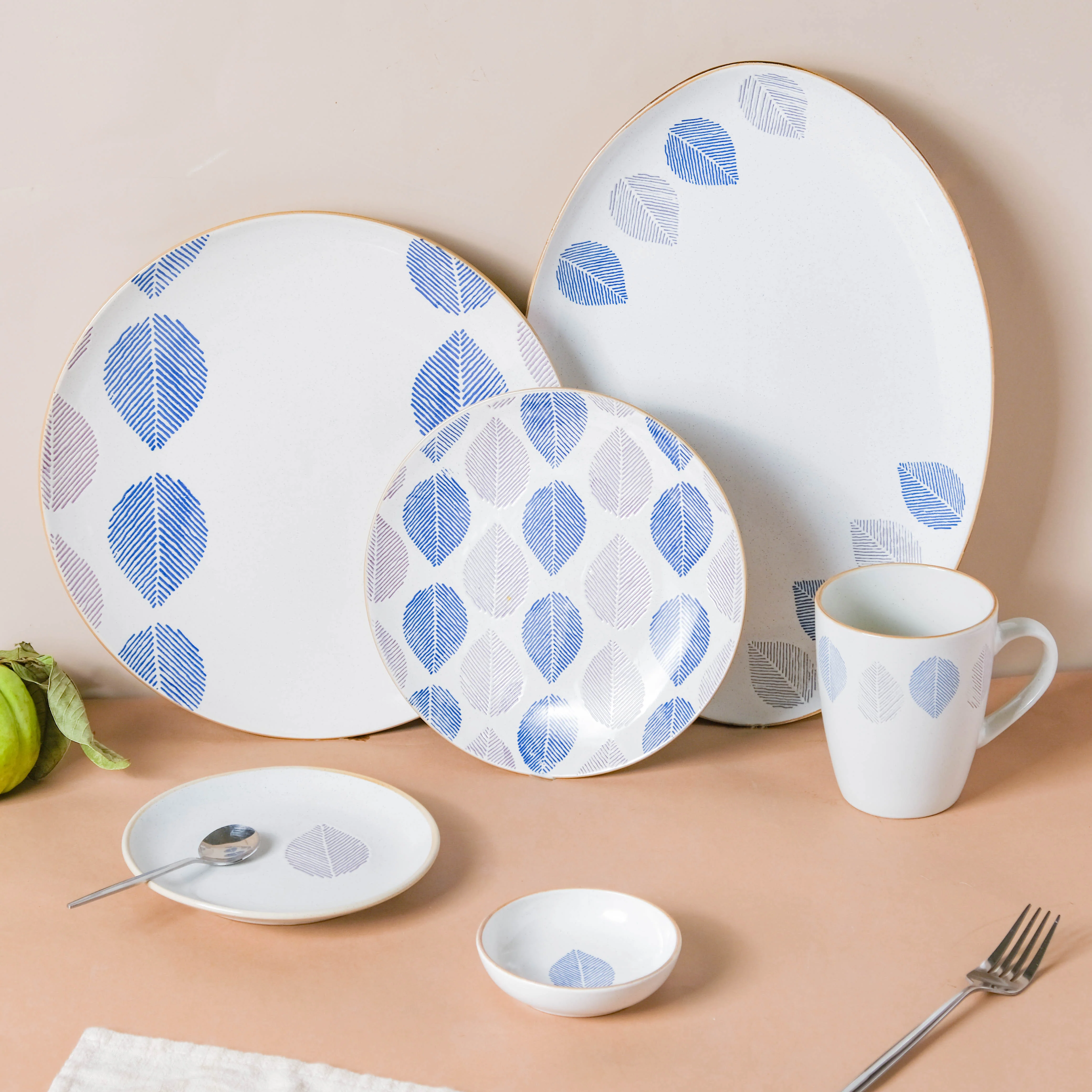 House of Eden Patterned Grey Leaf Plate 6 Inch - Image 9