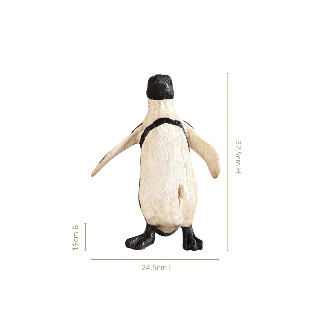 Humboldt Penguin Carved Wooden Finish Resin Decor Medium - Image 3