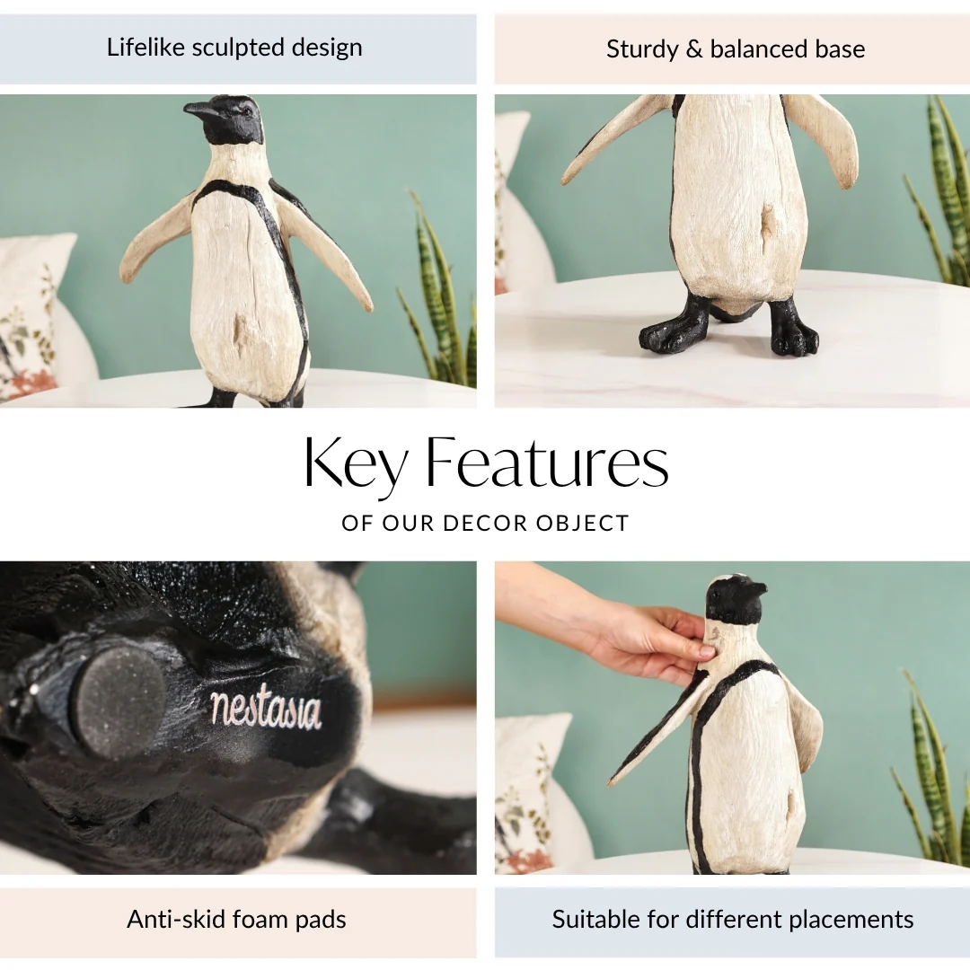 Humboldt Penguin Carved Wooden Finish Resin Decor Medium - Image 4