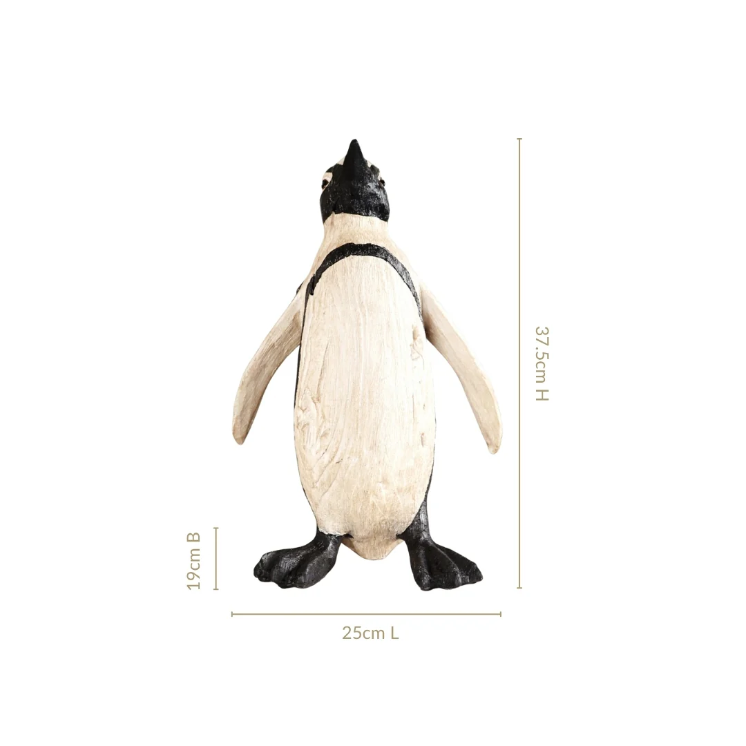 Humboldt Penguin Wooden Carved Finish Resin Decor Large - Image 4