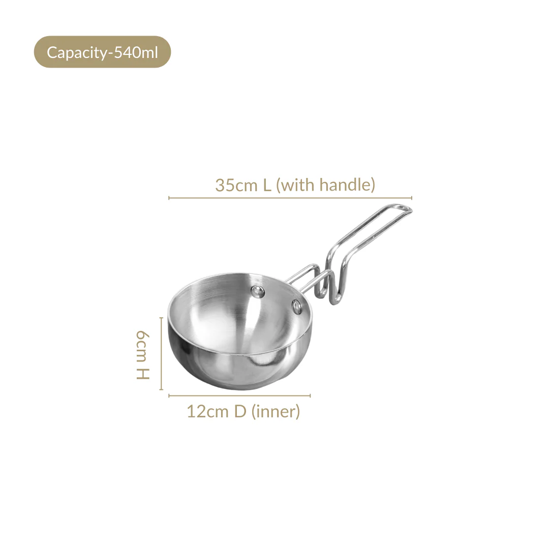 Induction Safe Tri Ply Stainless Steel Tadka Pan 540ml - Image 3