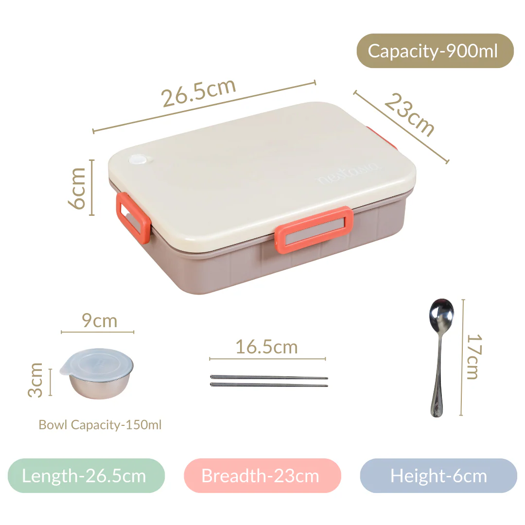 Insulated Bento Lunch Box With 4 Sections 900ml - Image 10