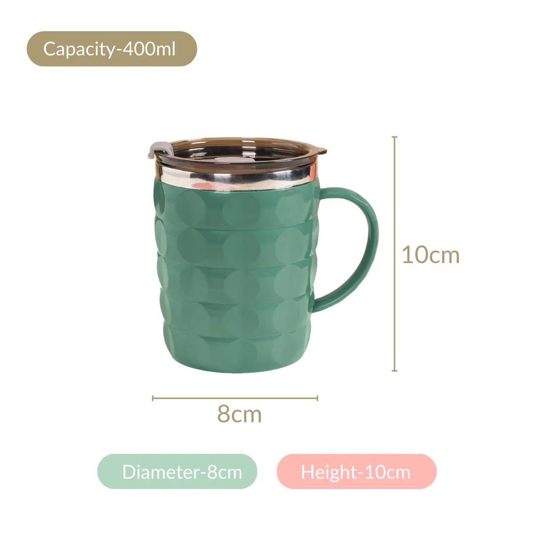 Portable Coffee Mug With Lid Green 400ml - Image 10