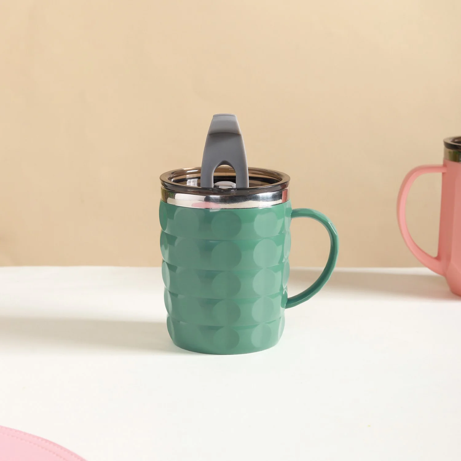 Portable Coffee Mug With Lid Green 400ml - Image 16