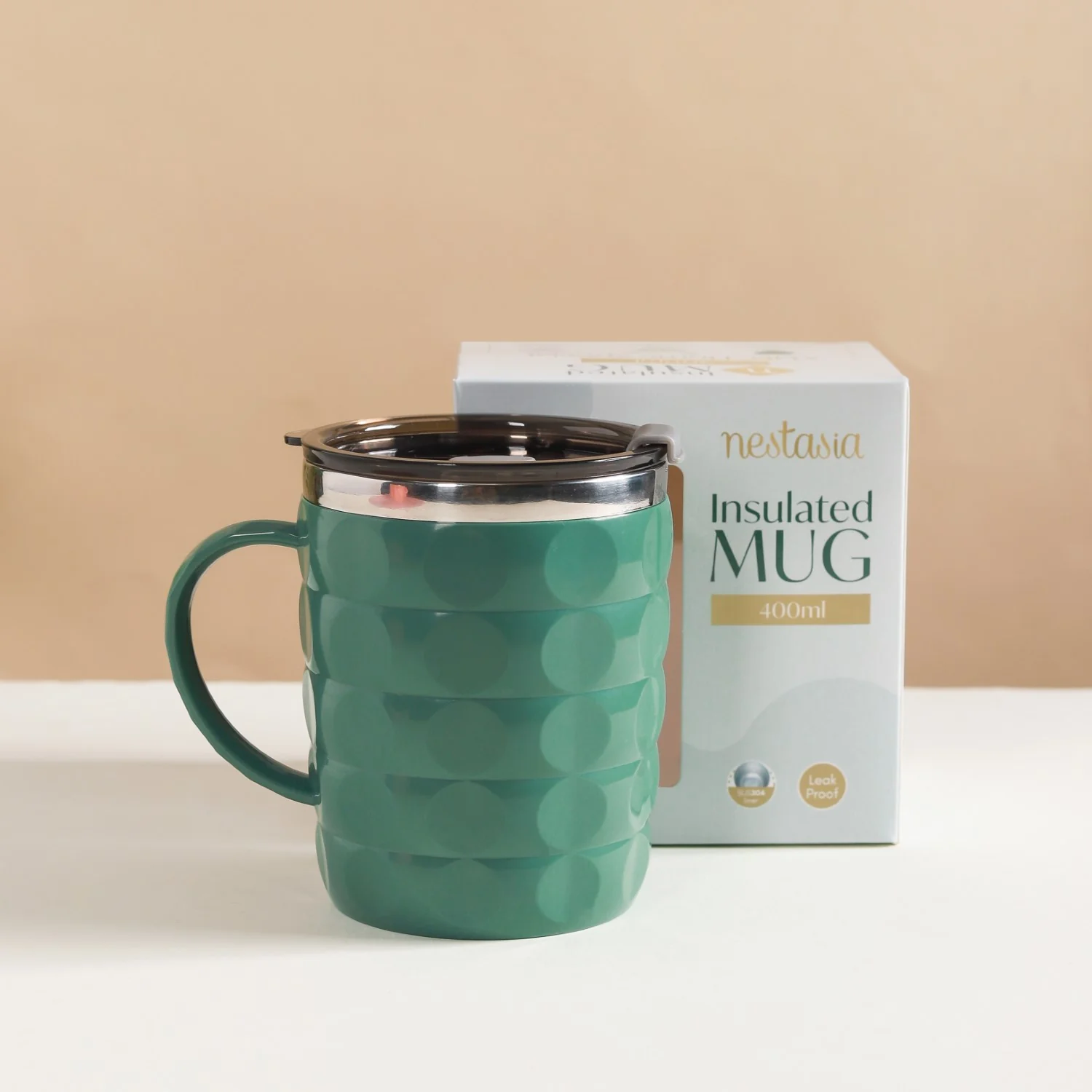 Portable Coffee Mug With Lid Green 400ml - Image 6