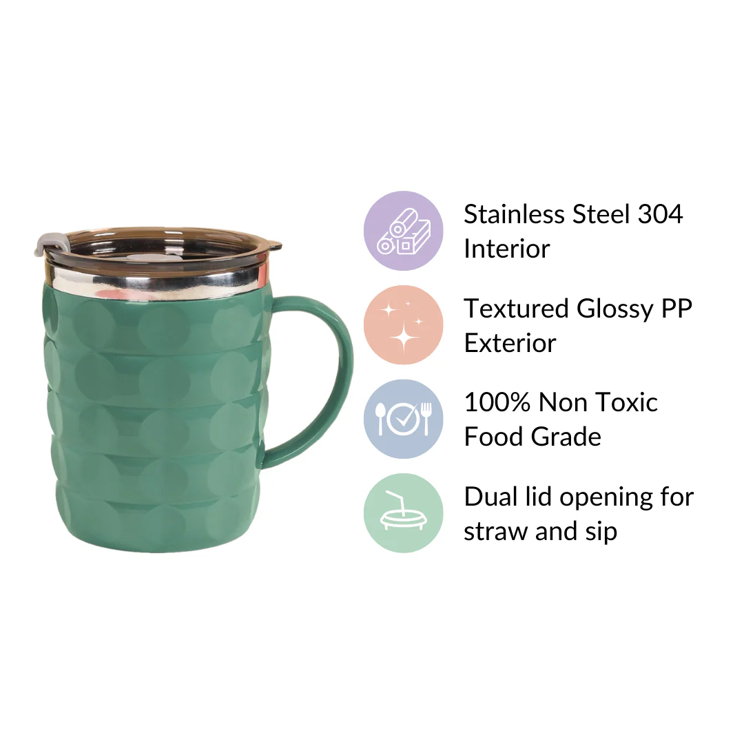 Portable Coffee Mug With Lid Green 400ml - Image 7