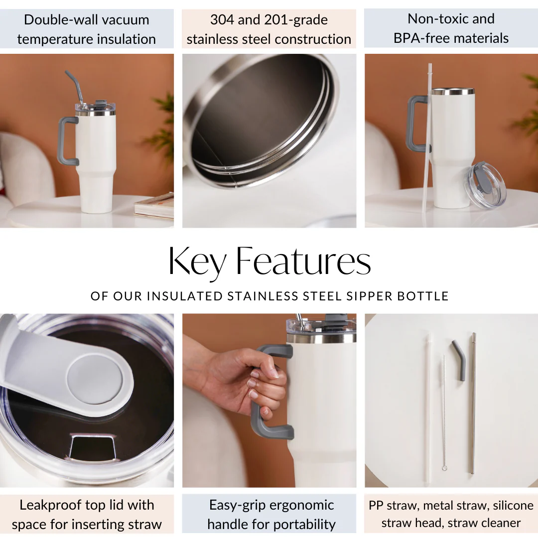 Insulated Stainless Steel Sipper Bottle 1200ml - Image 6