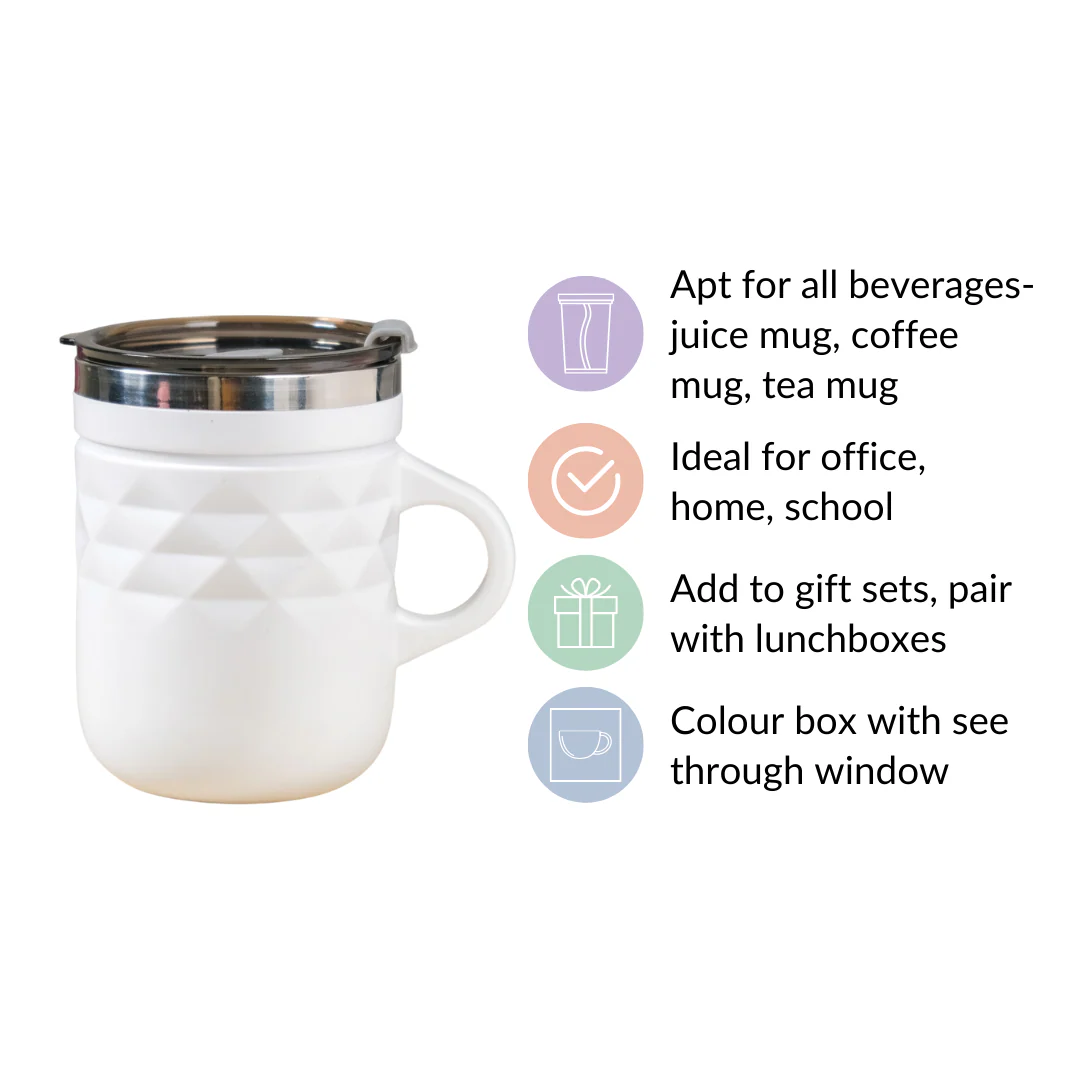 Stainless Steel Travel Mug White 400ml - Image 7