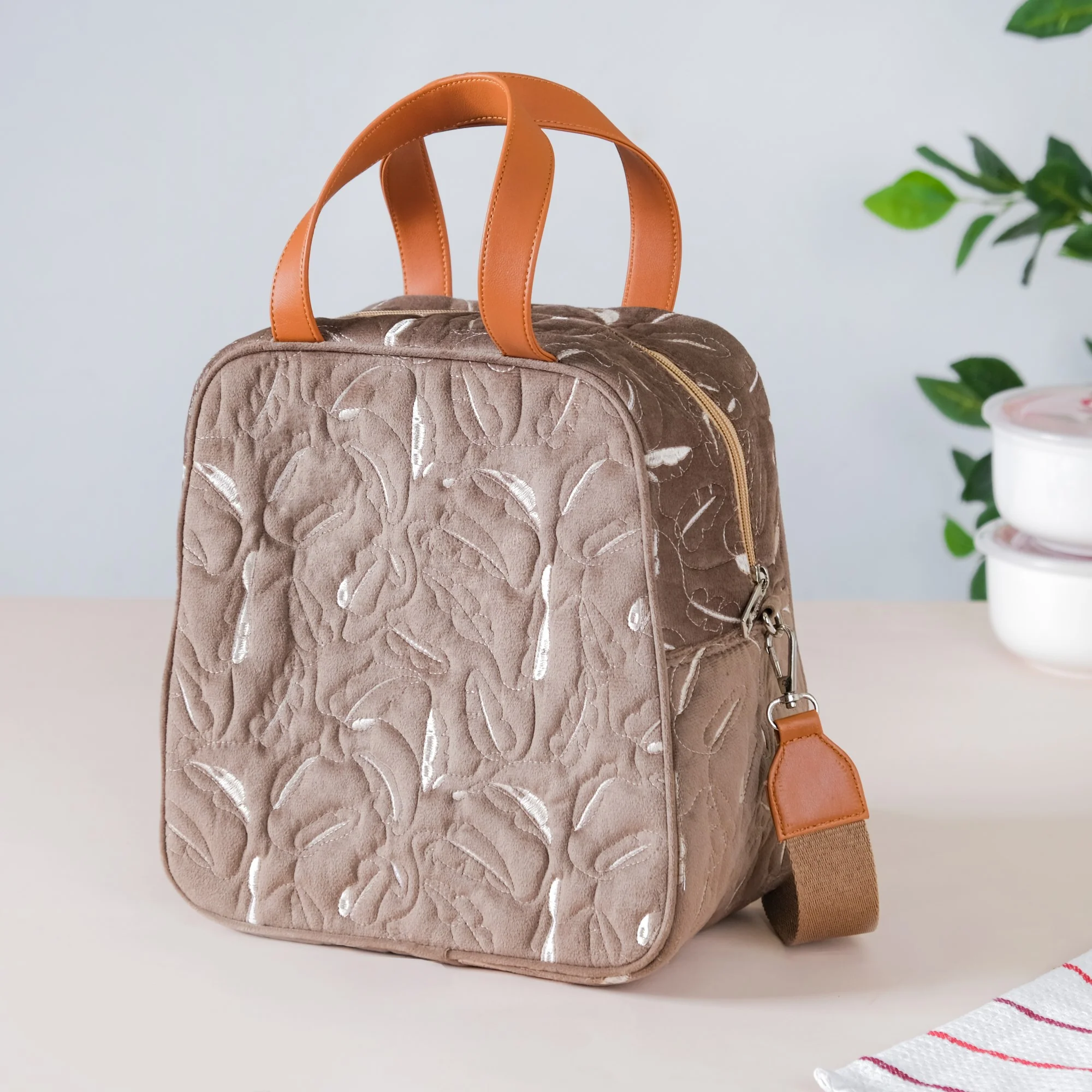Insulated Tiffin Bag For Office Beige - Image 11