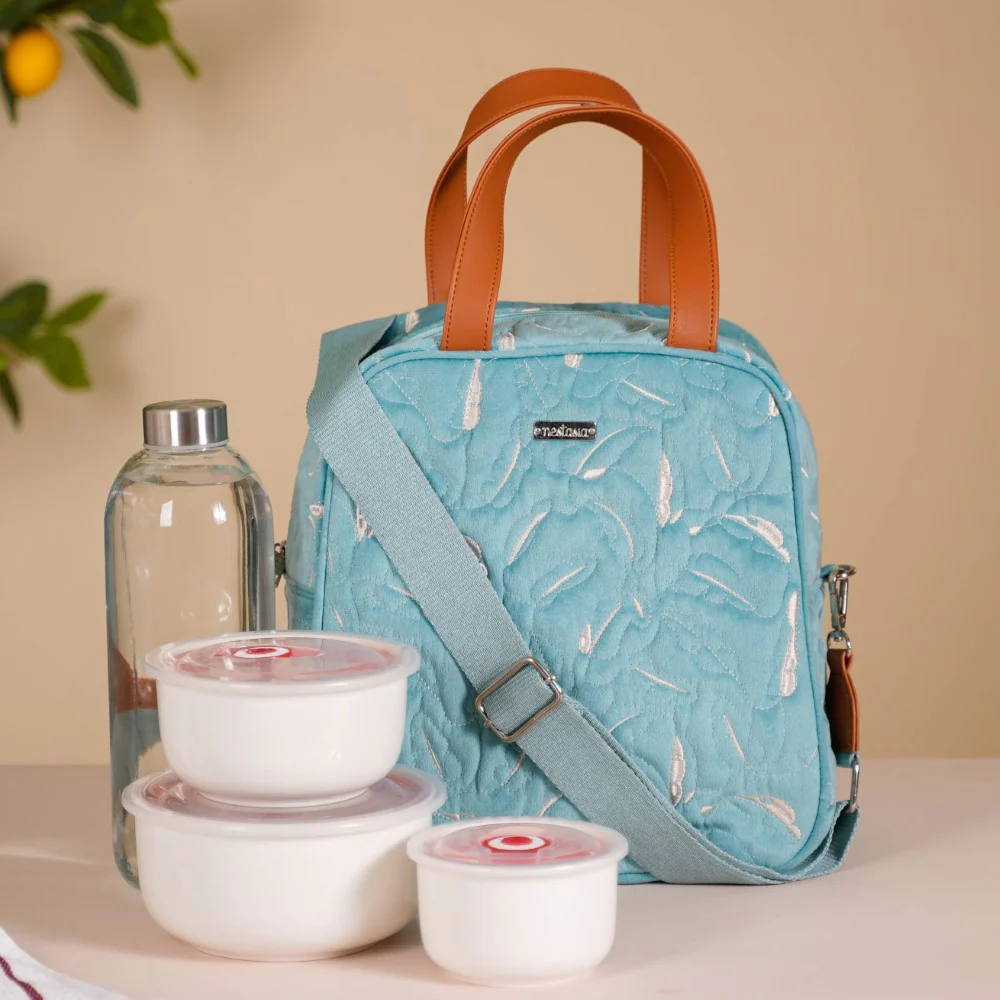 Insulated Tiffin Bag Light Blue - Image 4
