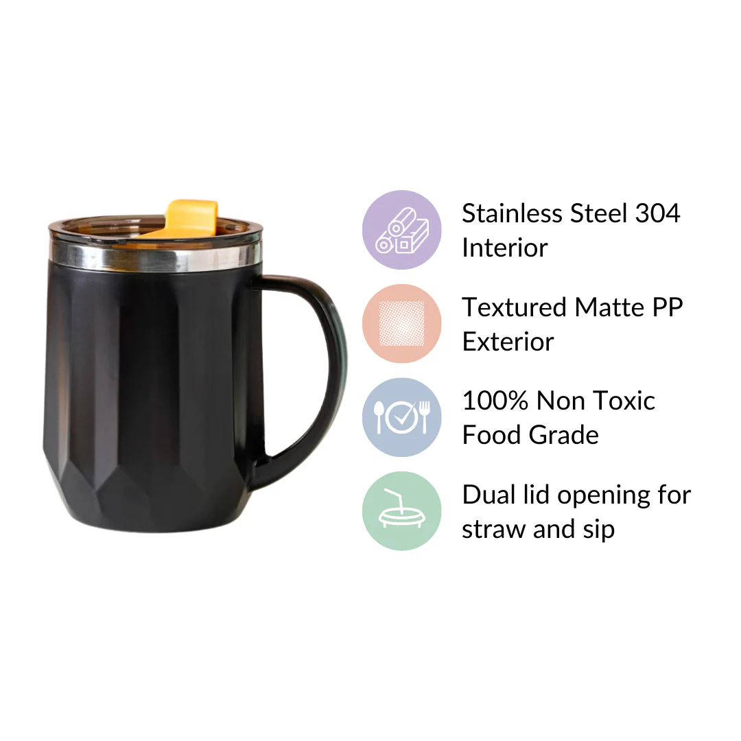 Travel Mug For Tea & Coffee Black 400ml - Image 6