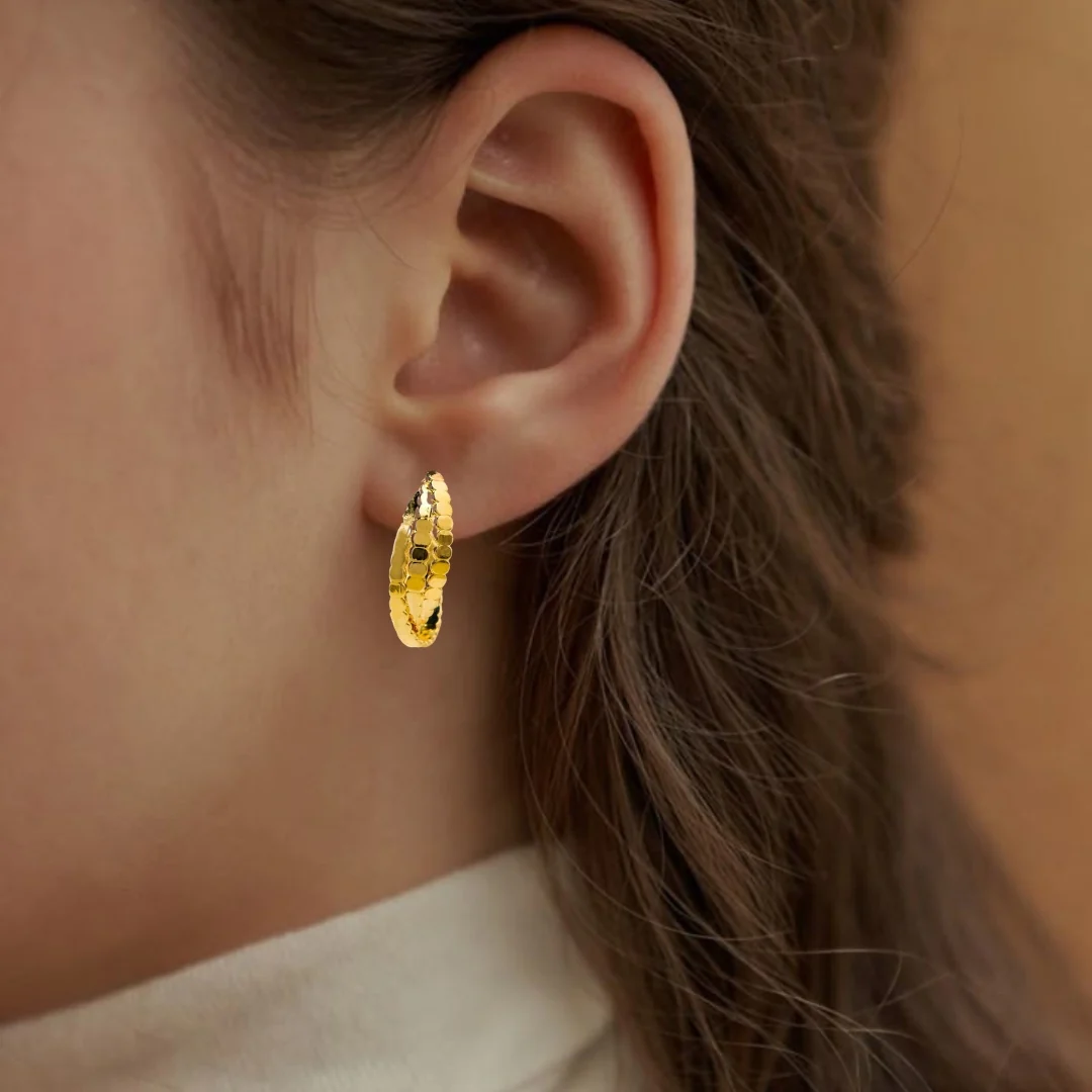 Interwoven Gold Ridge Hoops - Image 5
