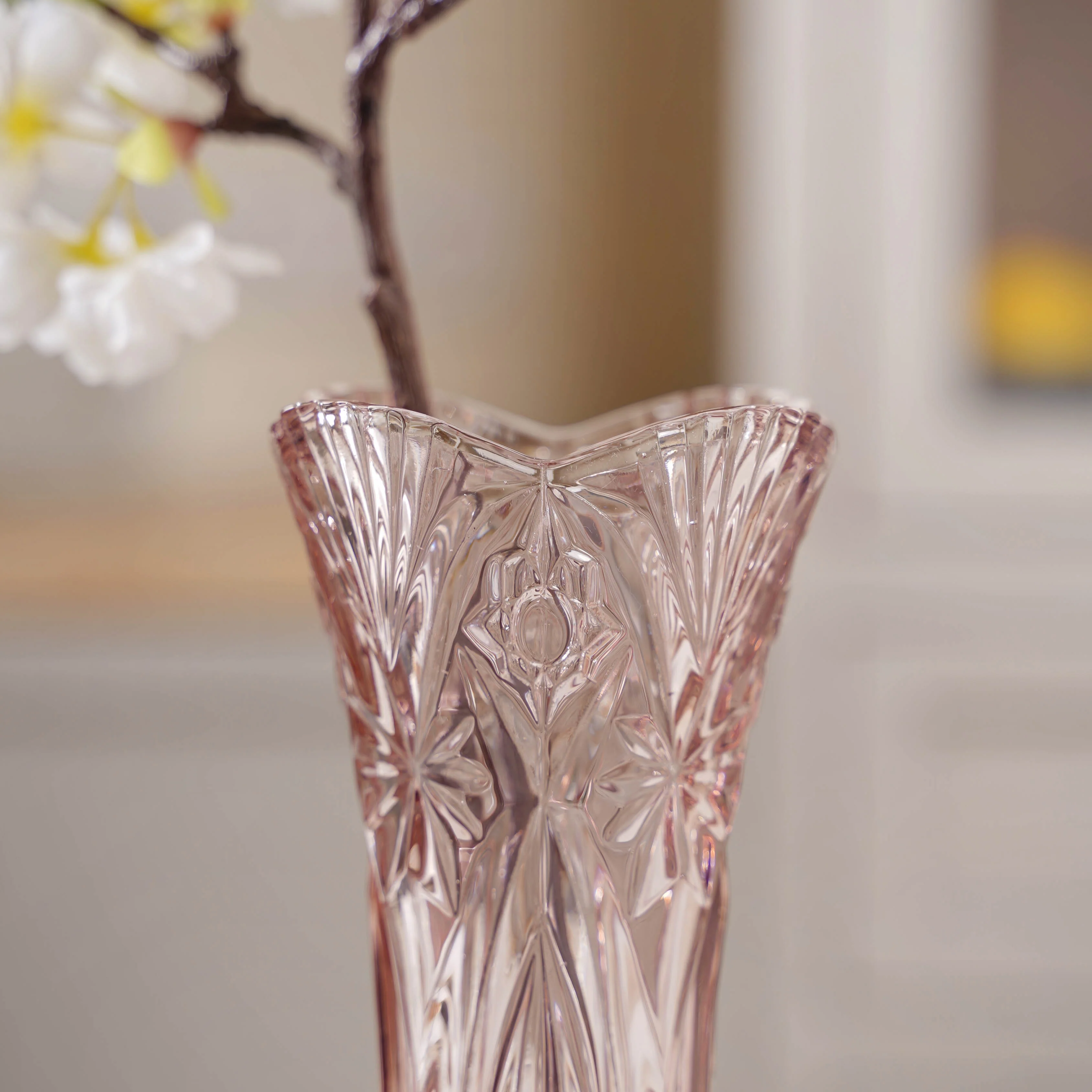 Pink Cut Glass Vase - Image 3